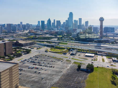 Aerial view of the Dallas downtown cityscape at Texasのeditorial素材