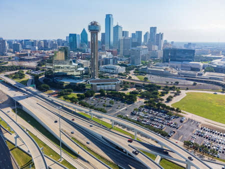 Aerial view of the Dallas downtown cityscape at Texasのeditorial素材