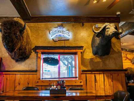 Montana, JUL 7 2022 - Interior view of local restaurant pubのeditorial素材