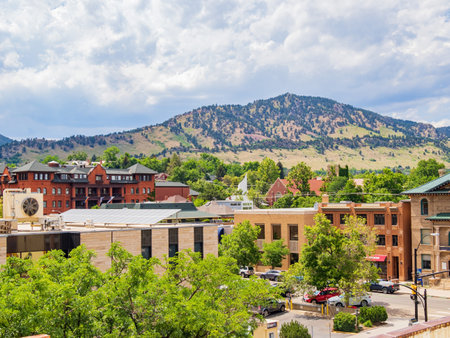 Colorado, JUL 2 2022 - Daytime view of some stores in Pearl Street Mallのeditorial素材