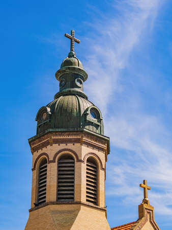 Sunny exterior view of the St Joseph's Catholic Church at Wyomingの写真素材