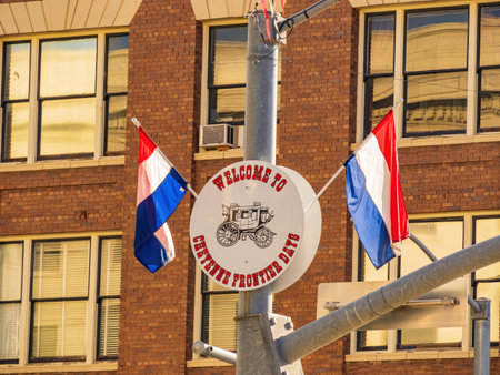 Wyoming, JUL 3 2022 - Sunny cityscape of downtown Cheyenneのeditorial素材