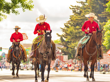 Wyoming, JUL 4 2022 - Sunny view of the famous Cody Stampede Paradeのeditorial素材