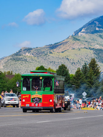 Wyoming, JUL 4 2022 - Sunny view of the famous Cody Stampede Paradeのeditorial素材