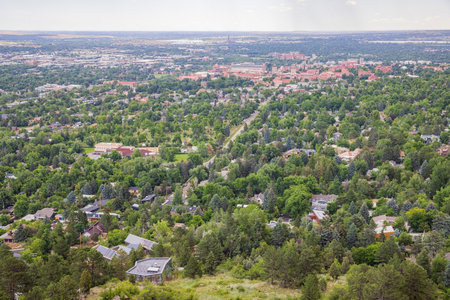 Aerial view of the University of Colorado Boulder at Coloradoのeditorial素材