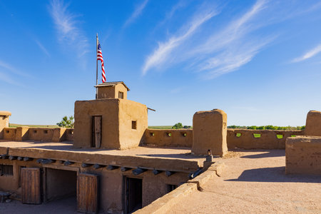 Sunny view of the Bent's Old Fort National Historic Site at Coloradoのeditorial素材