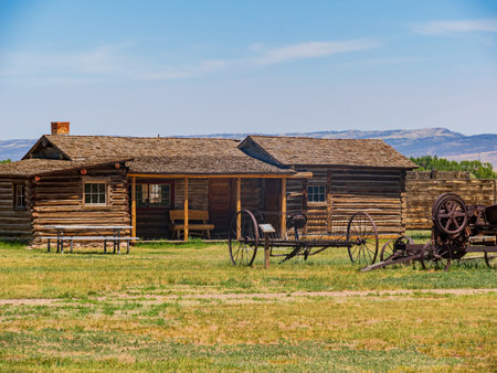 Sunny exterior view of the Wyoming Territorial Prison at Wyomingのeditorial素材