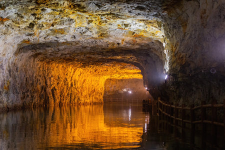 Interior view of the Beihai Tunnel at Matsu, Taiwanの写真素材