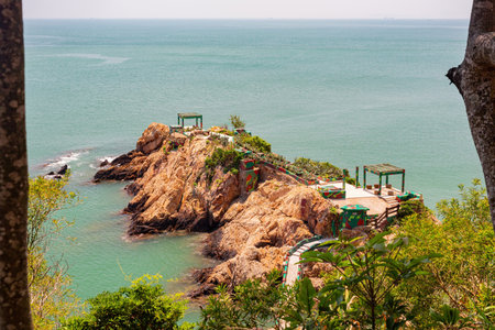 Sunny view of the landscape near Iron Fort at Matsu, Taiwanの写真素材