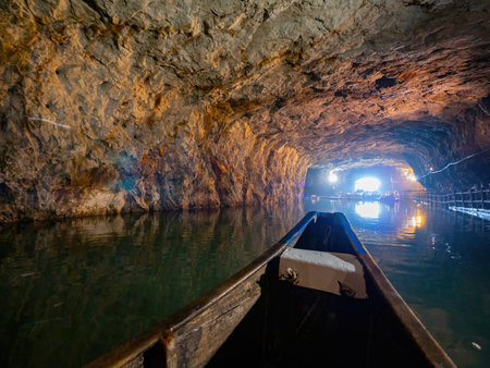Interior view of the Beihai Tunnel at Matsu, Taiwanの写真素材