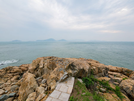 Cloudy view of the Baisha area nature landscape at Matsu, Taiwanの写真素材