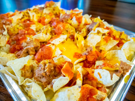 Close up shot of Mexican style taco at Los Angeles, Californiaの写真素材