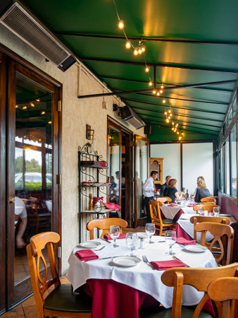 Los Angeles, JUL 20 2014 - Exterior view of an Italian style restaurantの写真素材