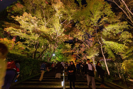 Kyoto, NOV 15 2013 - Night fall landscape in the Zenrin-ji Temple