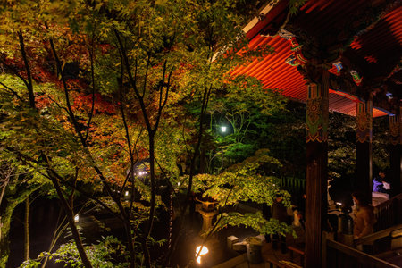 Kyoto, NOV 15 2013 - Night fall landscape in the Zenrin-ji Templeのeditorial素材