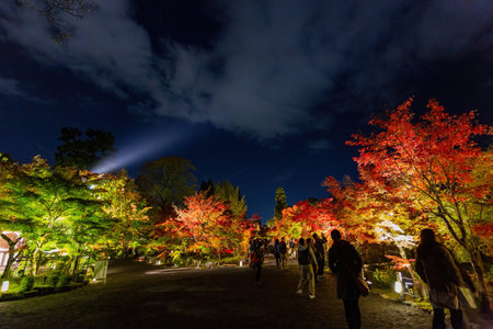 Kyoto, NOV 15 2013 - Night fall landscape in the Zenrin-ji Temple