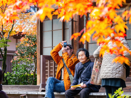 Kyoto, NOV 16 2013 - Beautiful fall color in the Jojakko-ji Temple