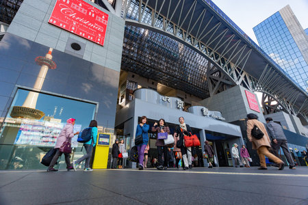 Kyoto, NOV 18 2013 - Sunny exterior view of the JR Kyoto train stationのeditorial素材