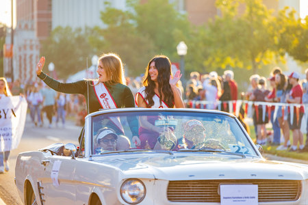 Oklahoma, OCT 15 2022 - Royalty student in Homecoming paradeのeditorial素材