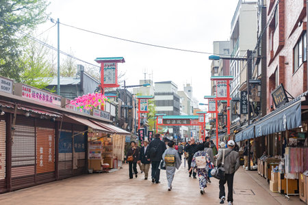 Tokyo, APR 6 2013 - Overcast view of the cityscape around Kaminarimon areaのeditorial素材