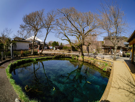 Tokyo, APR 4 2013 - Sunny view of beautiful landscape around Oshino Hakkai areaのeditorial素材