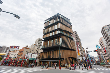 Tokyo, APR 6 2013 - Overcast view of the cityscape around Kaminarimon areaのeditorial素材