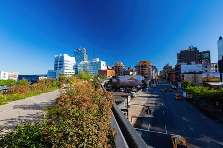 New York, SEP 14 2014 - Sunny view of the High Line