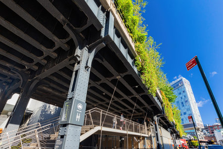 New York, SEP 14 2014 - Sunny view of the High Line