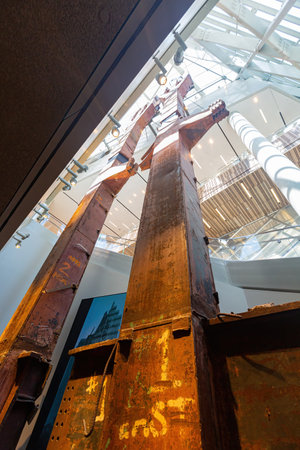 New York, SEP 18 2014 - Interior view of the 911 Tribute Museumのeditorial素材