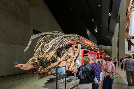 New York, SEP 18 2014 - Interior view of the 911 Tribute Museumのeditorial素材