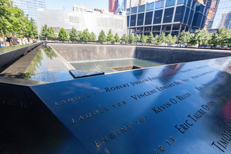 New York, SEP 18 2014 - Sunny exterior view of the 911 Tribute Museumのeditorial素材