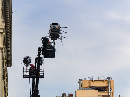 New York, SEP 14 2014 - Close up shot of some JLG lift equipmentのeditorial素材