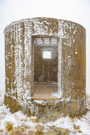 Snowy landscape of the Hehuanshan mountain at Taiwanの写真素材