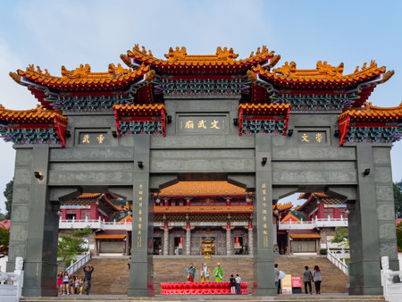 Taiwan, MAR 23 2013 - Exterior view of the historical Wenwu Templeのeditorial素材