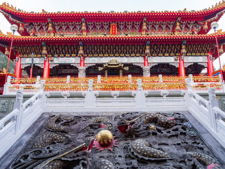 Taiwan, MAR 23 2013 - Exterior view of the historical Wenwu Templeのeditorial素材