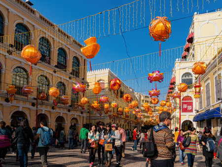 Macau, FEB 11 2013 - Sunnny view of the Senado Squareのeditorial素材