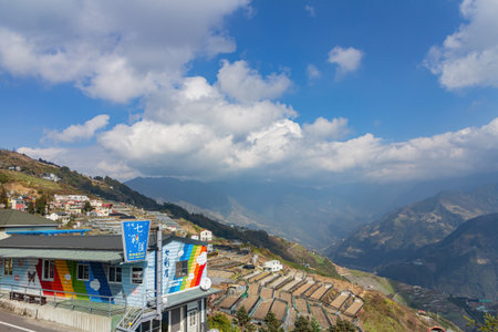 Taiwan, JAN 26 2013 - High angle view of country side landscape of Nantouのeditorial素材