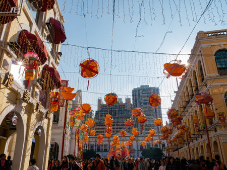 Macau, FEB 11 2013 - Sunnny view of the Senado Squareのeditorial素材