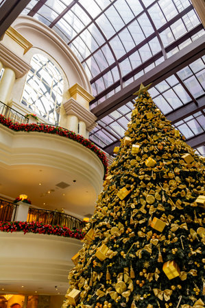Taiwan, NOV 12 2010 - Interior view of a hotel with christmas decorationのeditorial素材
