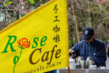 Taiwan, JAN 27 2013 - Close up shot of man making pour over coffeeのeditorial素材