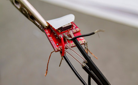 Taipei, JAN 21 2010 - Close up shot of Circuit component with wires and clipのeditorial素材