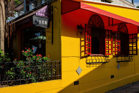Taipei, FEB 11 2010 - Sunny exterior view of a romantic restaurantのeditorial素材