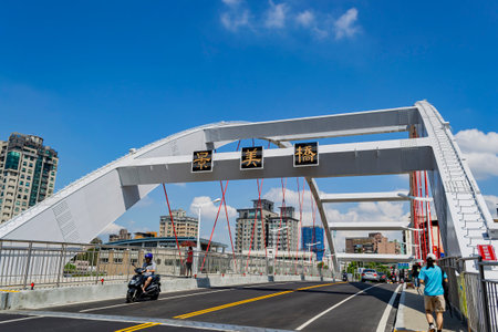 Taiwan, OCT 3 2010 - Sunny view of the Jingmei bridgeのeditorial素材