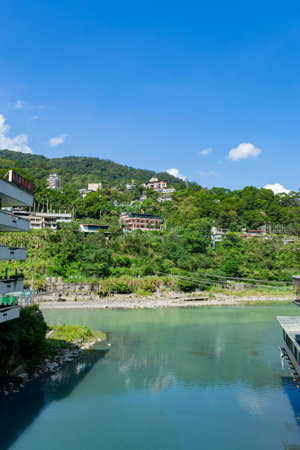Taiwan, OCT 3 2010 - Sunny view of the nature landscape of Wulaiのeditorial素材