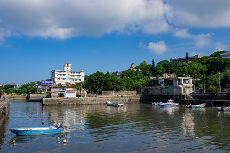 Taipei, FEB 11 2010 - Sunny view of the landscape around Tamsui Riverのeditorial素材