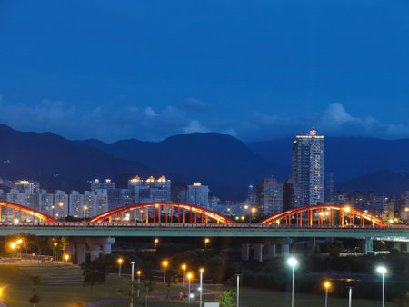 Taiwan, JUL 17 2010 - Beautiful landscape around Yongfu Bridgeのeditorial素材