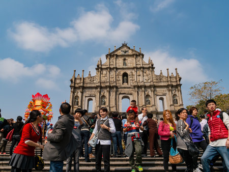 Macau, FEB 12 2013 - Sunny view of the Ruins of St. Paul'sのeditorial素材