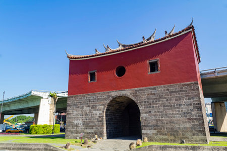 Taipei, SEP 19 2010 - Sunny view of the historical Taipei North Gateのeditorial素材