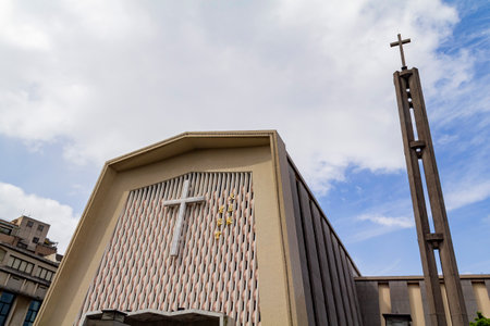 Taipei, SEP 18 2010 - Sunny view of the Holy Family Catholic Churchのeditorial素材