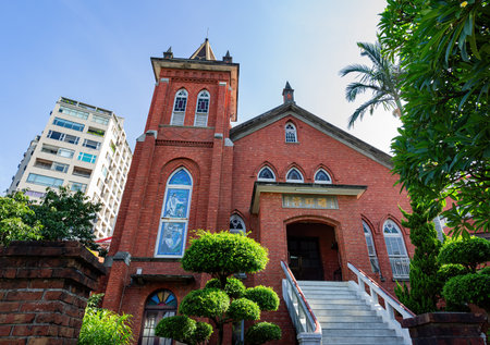Taipei, FEB 11 2010 - Sunny view of the Tamsui Presbyterian Churchのeditorial素材